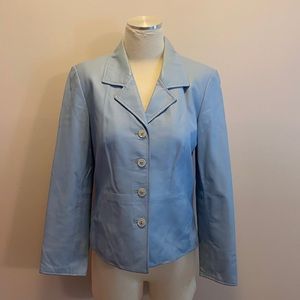 Talbots Petites Blue Leather Blazer